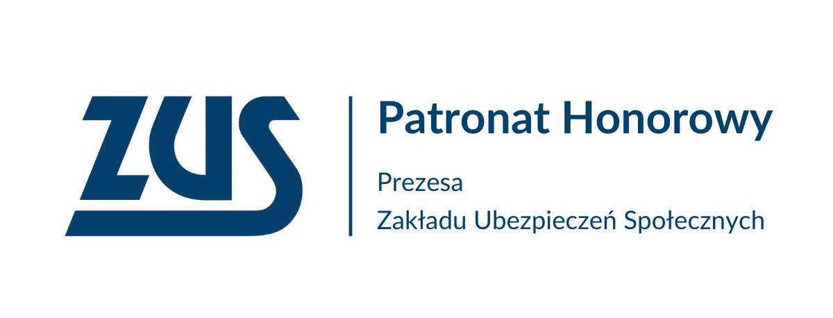 logo patronat honorowy prezesa ZUS biały