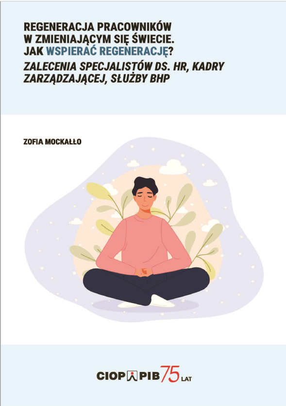 okładka broszury "Regeneracja pracowników" zalecenia dla pracodawców - link do powiększonego obrazka