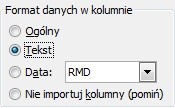 zrzut z ekranu eZUS - eZLA import danych csv wybór danych w kolumnie
