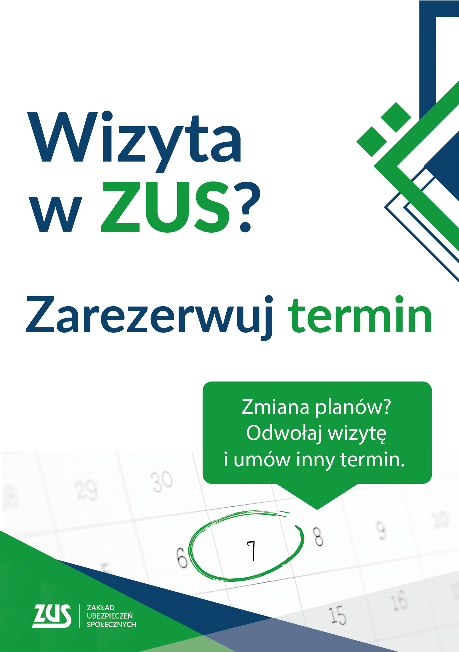 plakat Zarezerwuj wizyte w ZUS