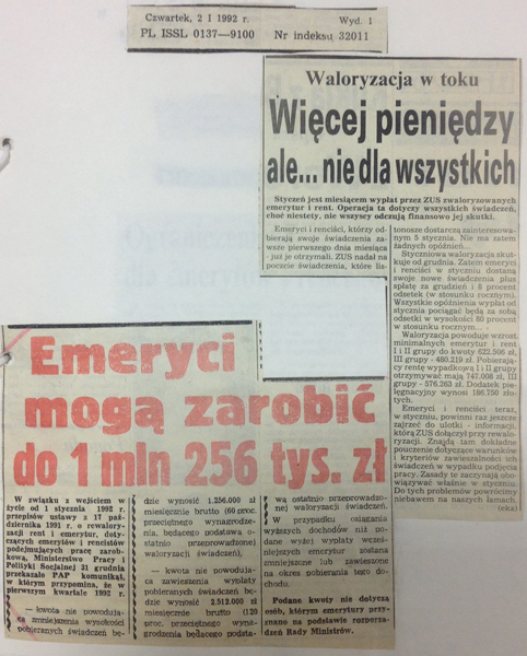 Ekspres Poznański 1992 r. - wycinki prasowe